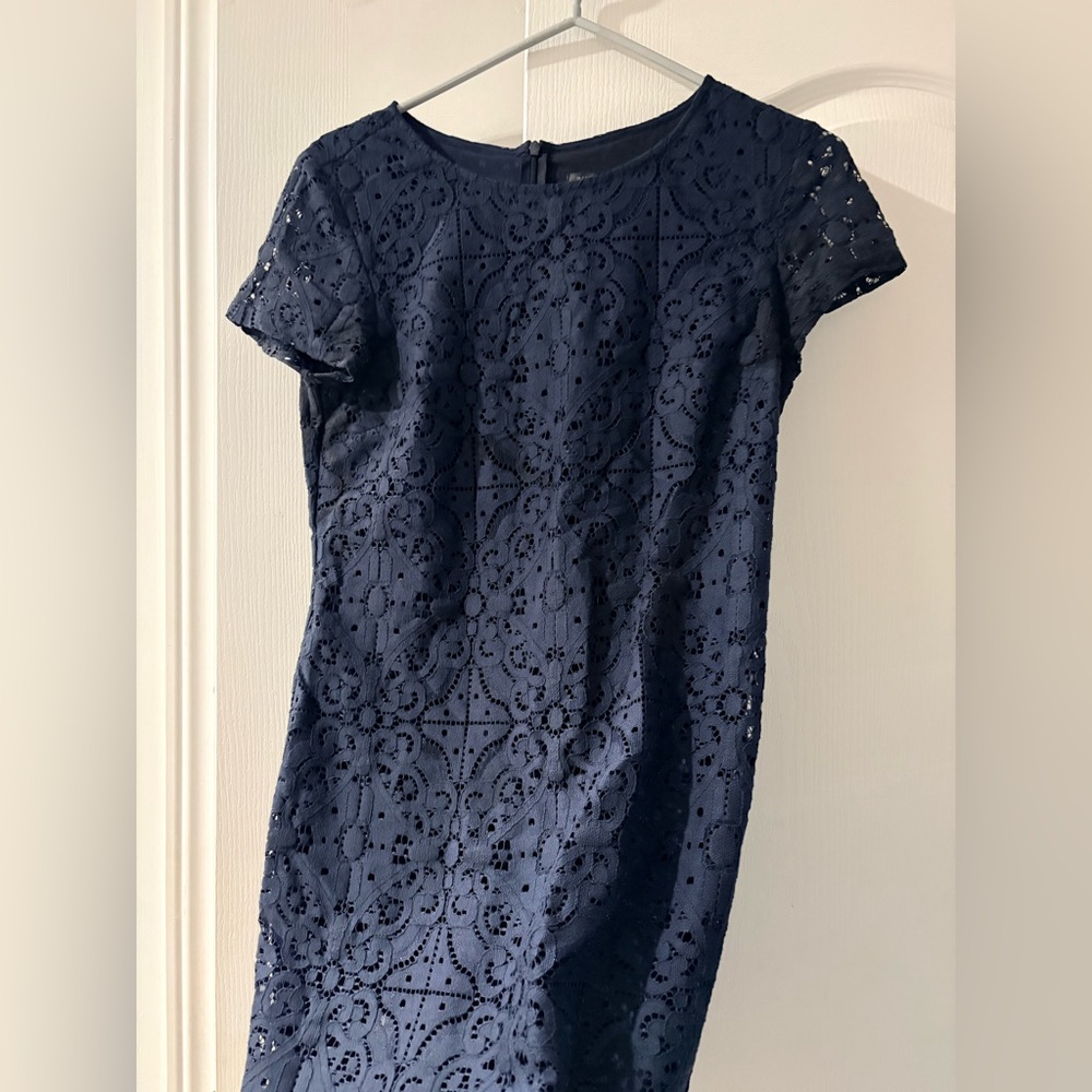 Banana Republic Navy Eyelet Lace Shift Dress